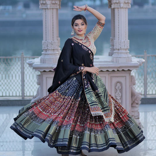 MULTI COLOR SOFT BUTTER SILK DIGITAL PRINTED LEHENGA CHOLI SF-1219