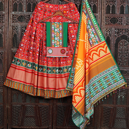 PTOLA PRINT LENGHA CHOLI WITH REAL MIRROE WORK  SF-1245