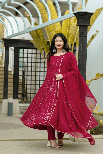 PREMIUM MAROON COLOUR KALI-CUT  ANARKALI SUIT SET