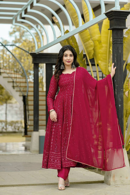 PREMIUM MAROON COLOUR KALI-CUT  ANARKALI SUIT SET