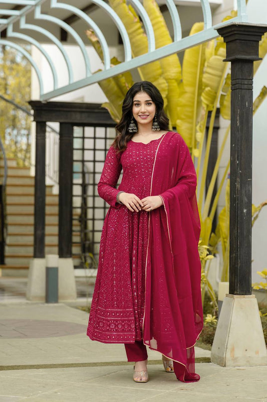 PREMIUM MAROON COLOUR KALI-CUT  ANARKALI SUIT SET