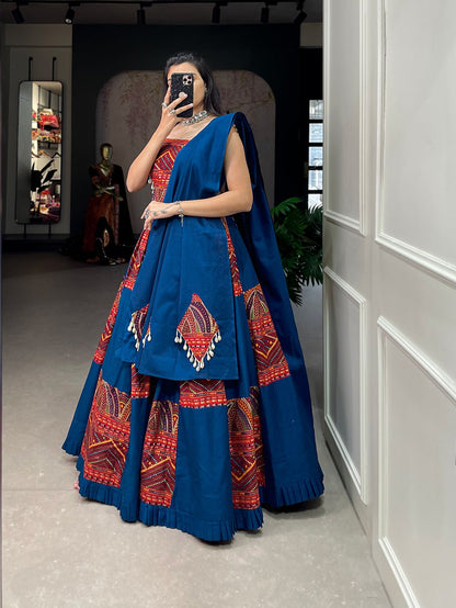 Phenomenal Spirit Of Our Blue Navratri Lehenga With Printed Design Lehenga Choli