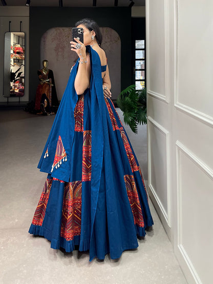 Phenomenal Spirit Of Our Blue Navratri Lehenga With Printed Design Lehenga Choli