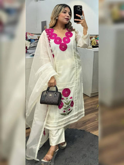 RIMA WHITE GEORGETTE KURTA SET