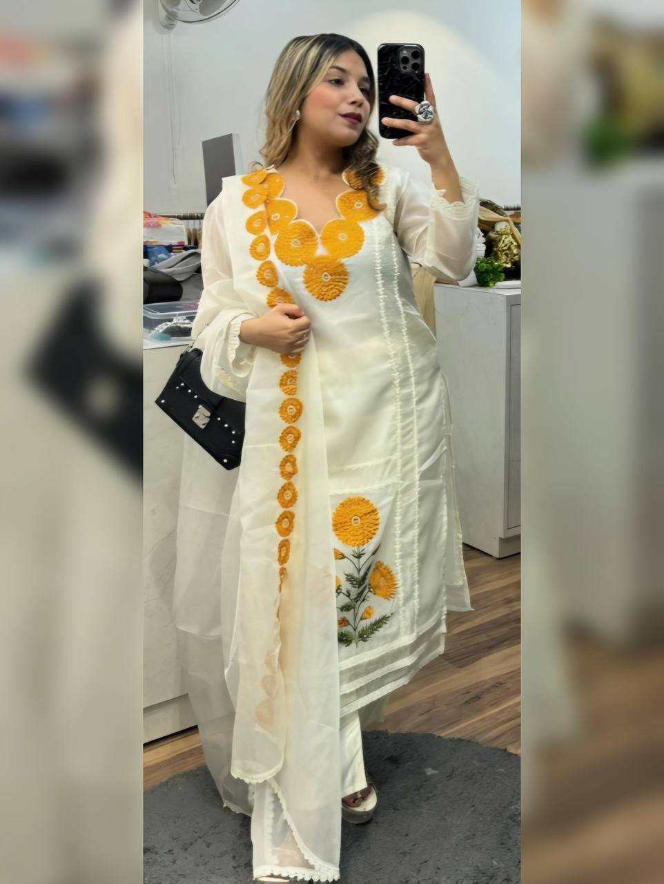 RIMA WHITE GEORGETTE KURTA SET