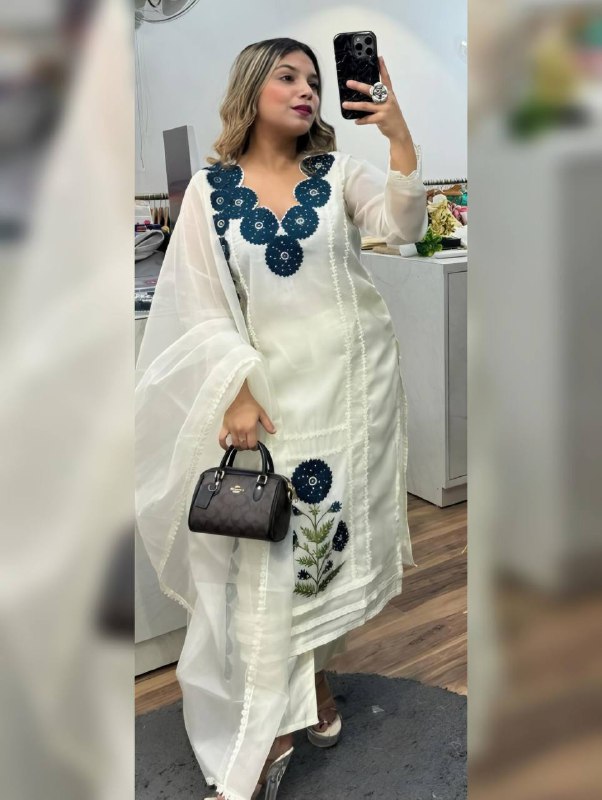 RIMA WHITE GEORGETTE KURTA SET