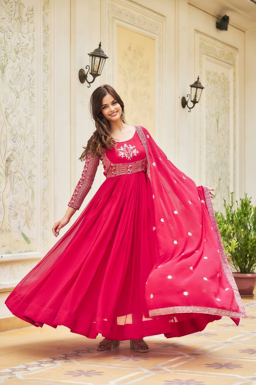 Fantastic Sequence Work Fox Georgette Anarkali Gown