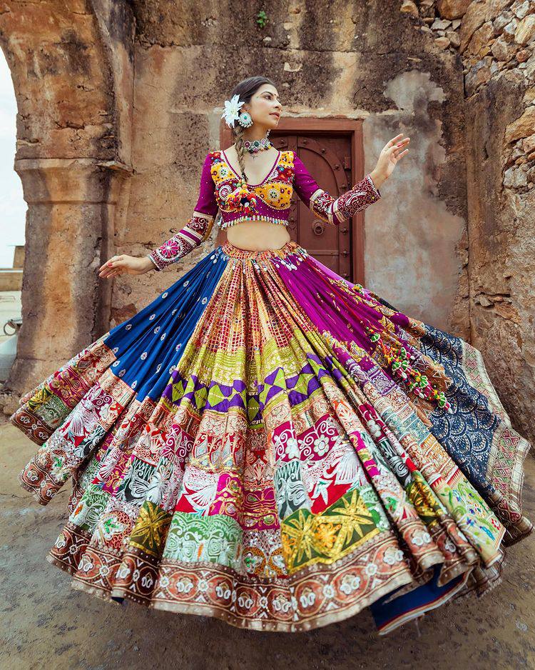 Heavy Butter Silk Multi-Colour Traditional Navratri Lehenga Choli