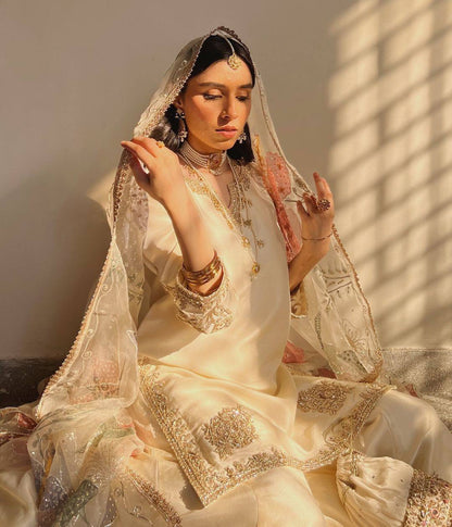 Maira Gorgeous Embroidered Suit With Full Flair Work Gharara