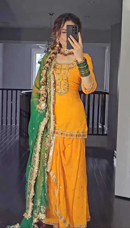 Embellished Orange Punjabi Suit with  Dupatta Perfect for Festivities