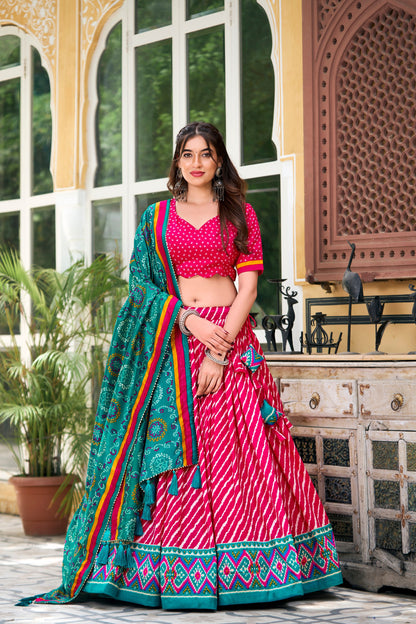 Gorgeous Patola Leheriyu Print Lehenga Choli