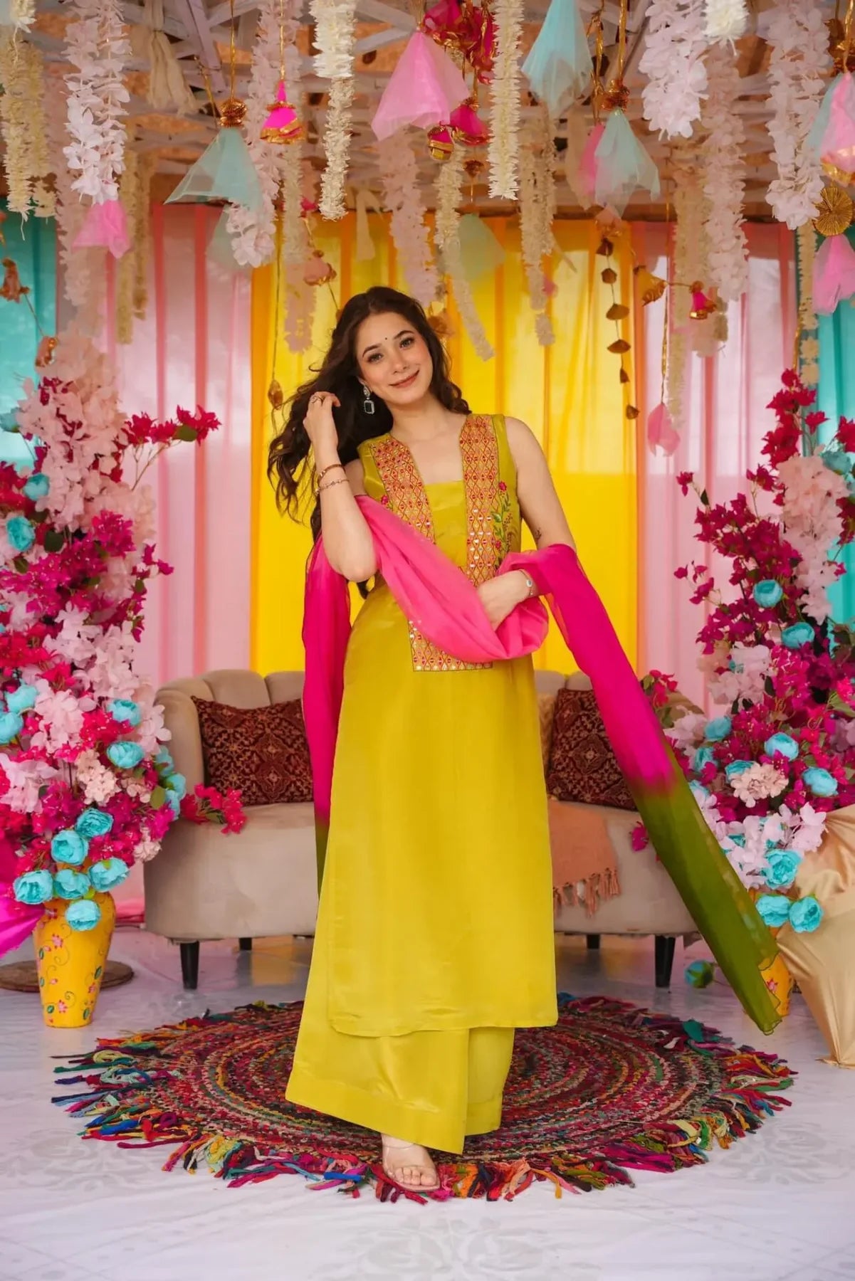 Aahana mustard cosmos suit set