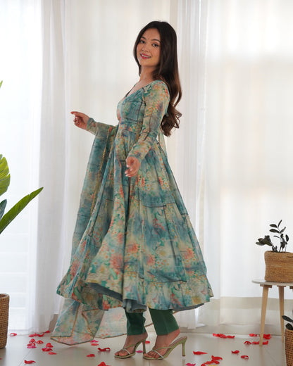 PURE SOFT ORGANZA ANARKALI SUIT SET WITH FULLY STITCHED