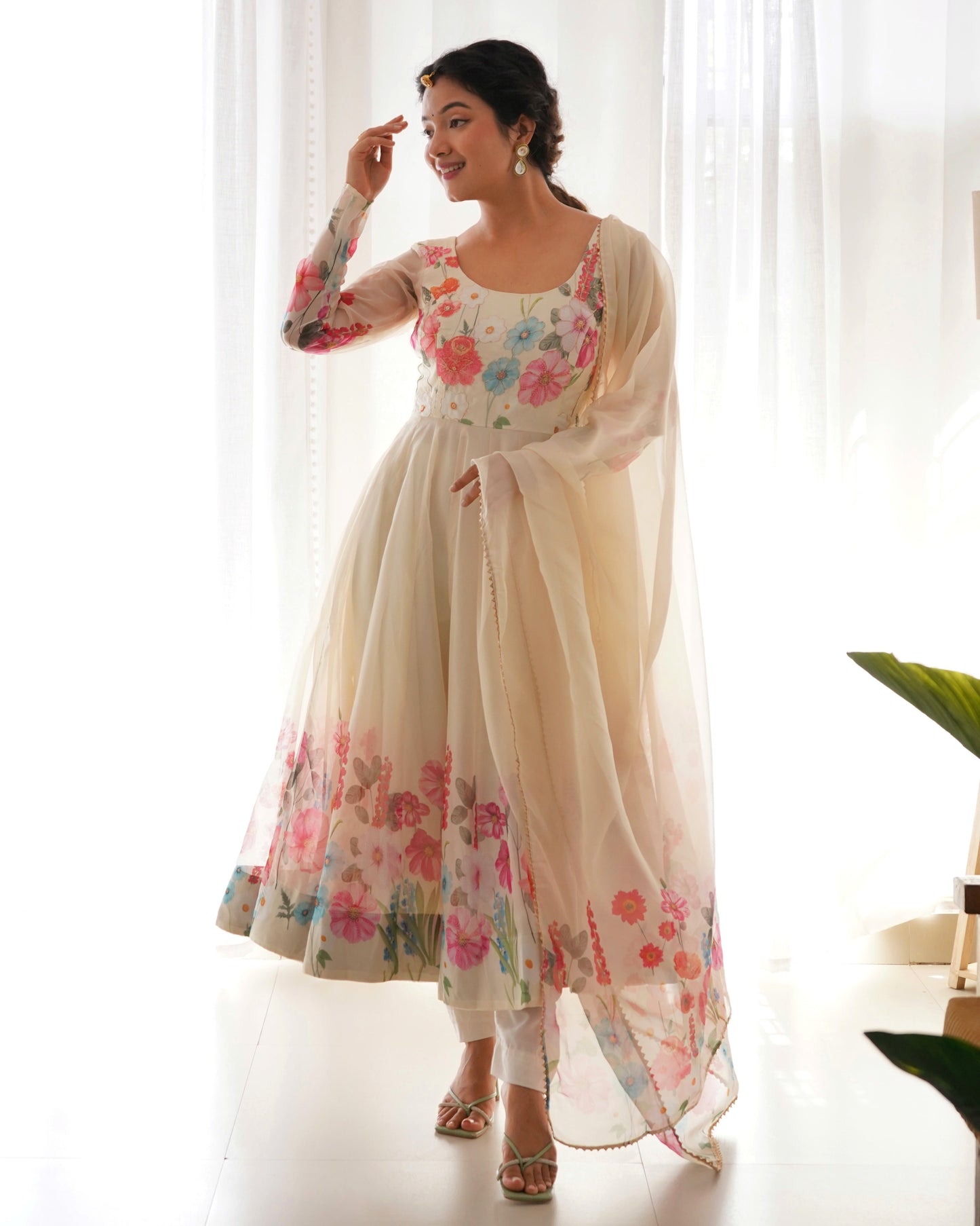 Pure Organza Fully Flair Anarkali Kurtis