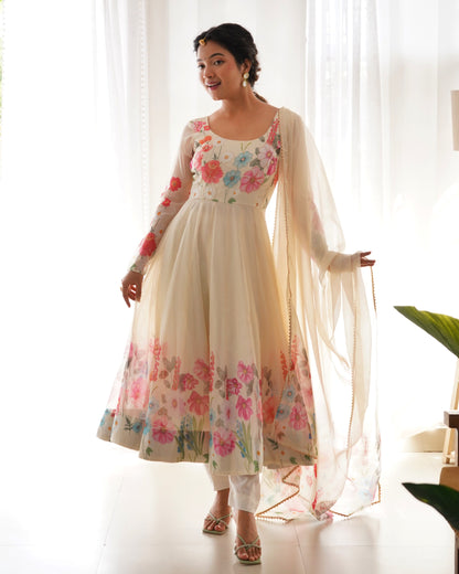 Pure Organza Fully Flair Anarkali Kurtis