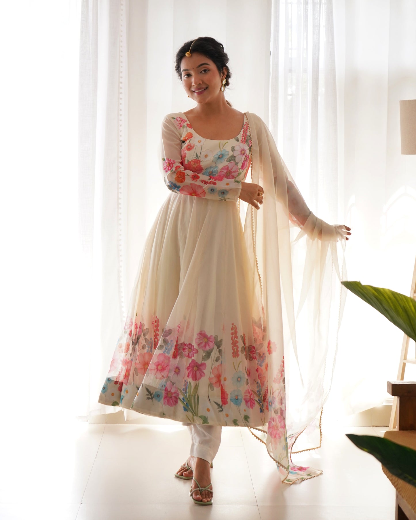 Pure Organza Fully Flair Anarkali Kurtis