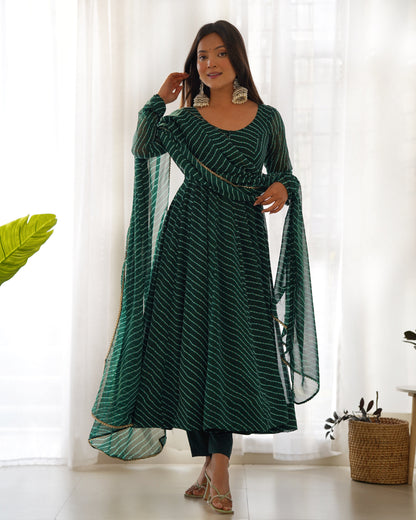 Exclusive Green Colour Laheriya Print Anarkali Set