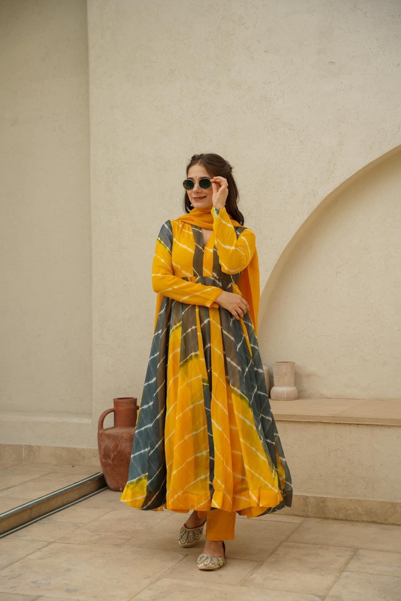 Vrinda Organza Leheriya Suit Set