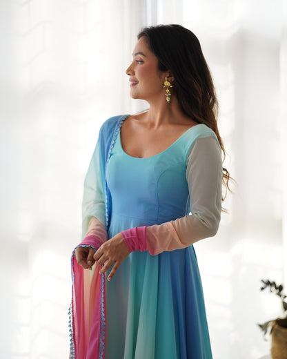 Alia Multishaded Soft Georgette Anarkali Set