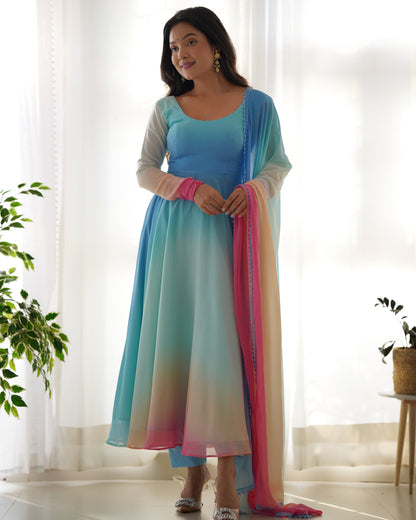 Alia Multishaded Soft Georgette Anarkali Set