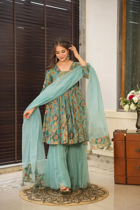 Aakruthi embroidered organza suit set