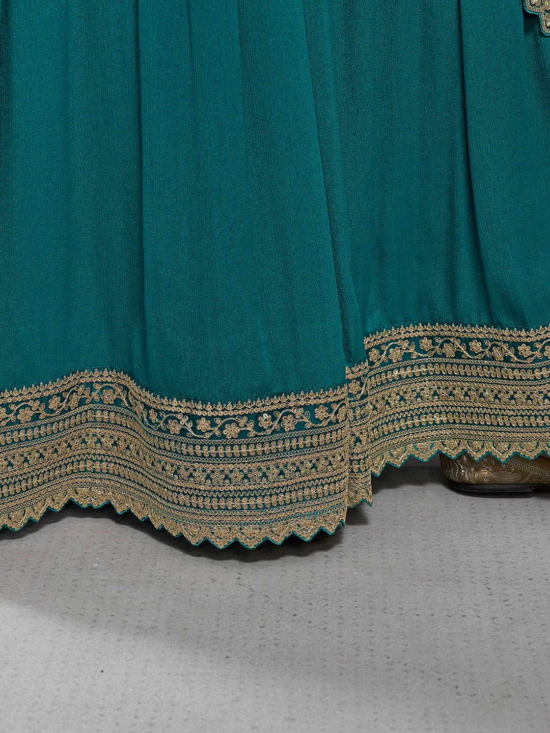 Rama Green Jacquard with Embroidery Sharara Suit Set