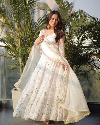 White Embellished Maastani Anarkali