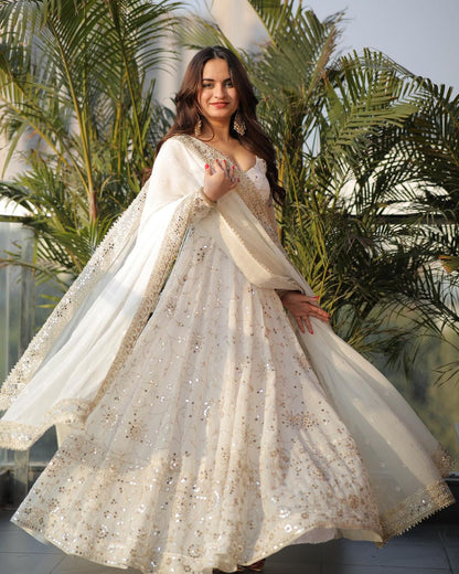 White Embellished Maastani Anarkali