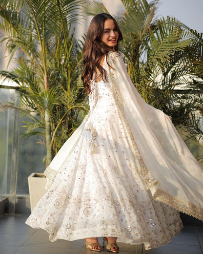 White Embellished Maastani Anarkali