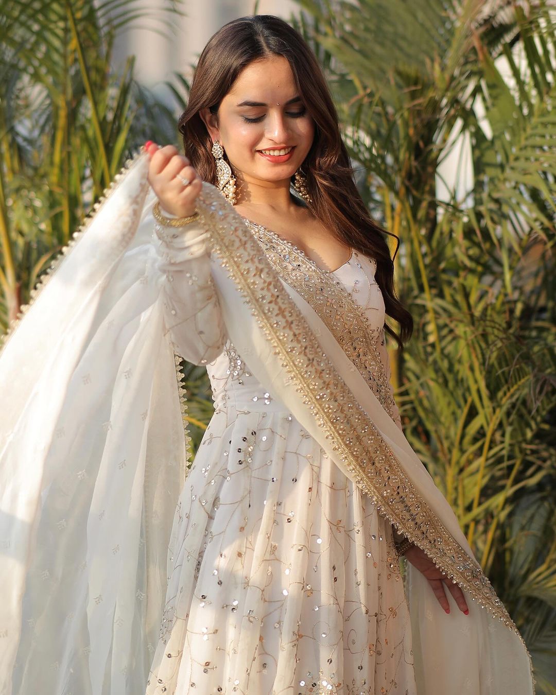 White Embellished Maastani Anarkali