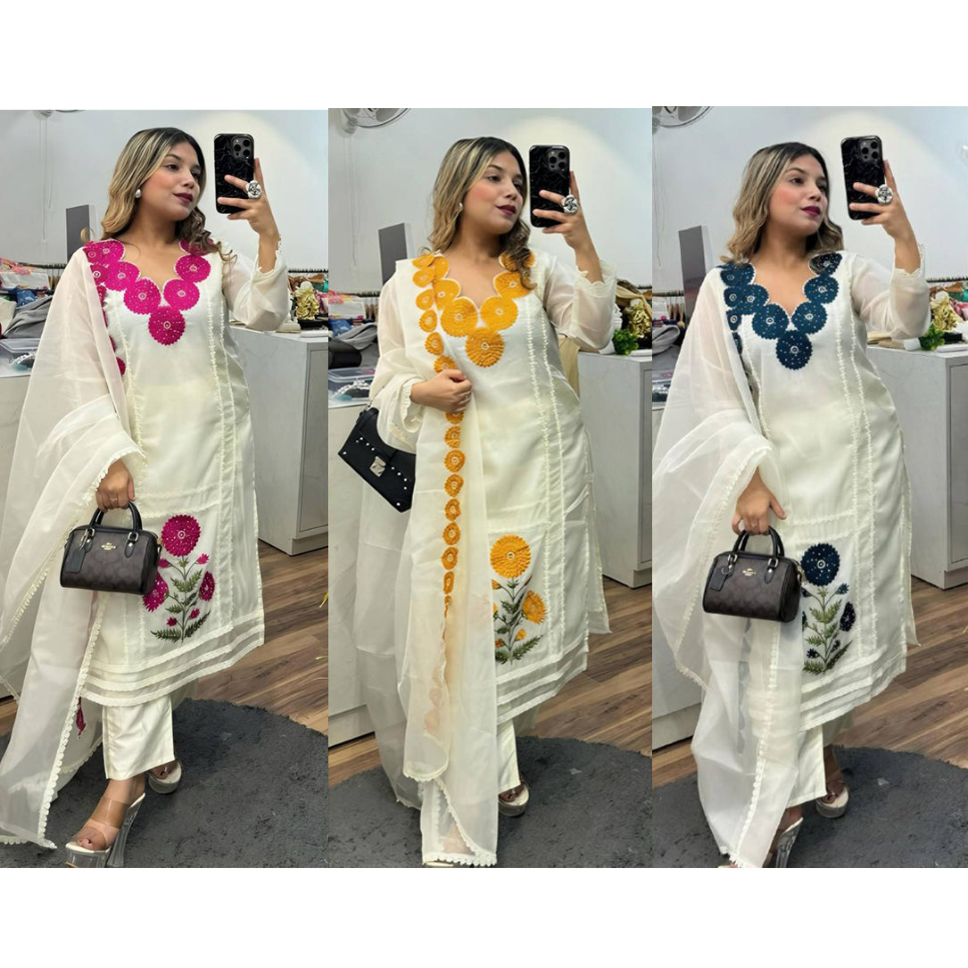 RIMA WHITE GEORGETTE KURTA SET