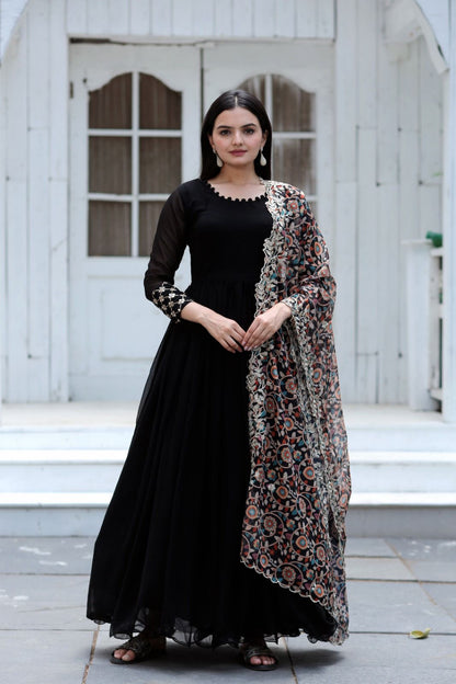 BLACK FOX BLOOMING GOWN WITH PRINTED DUPATTA