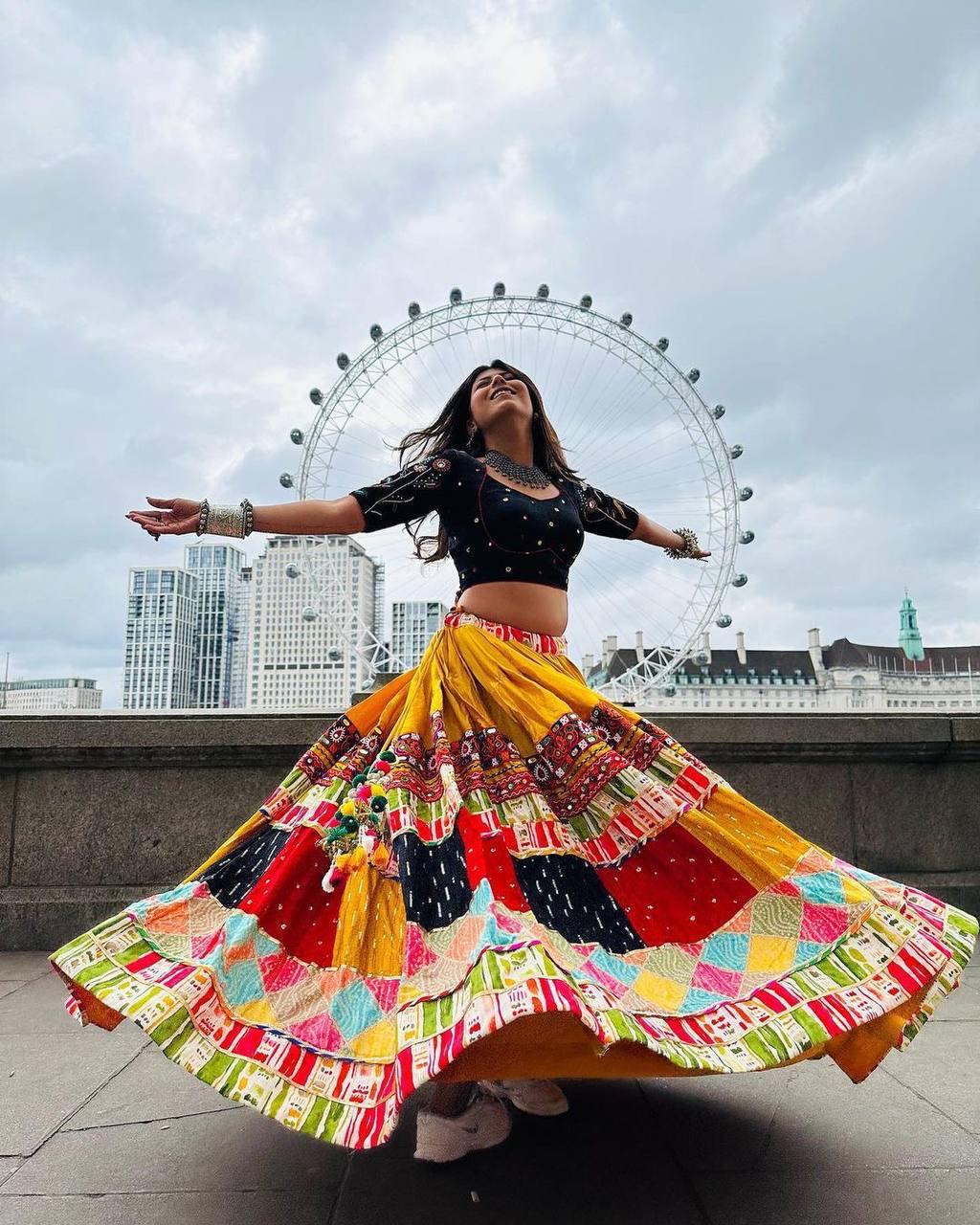 YELLOW SILK LENGHA CHOLI WITH REAL MIRROR WORK AND ATTACHED YELLOW DUPATTA