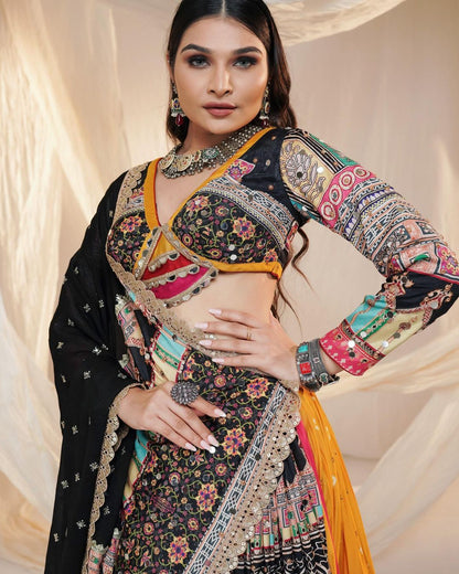 Multi Color Digital Printed Ras Garba Special Lehenga Choli