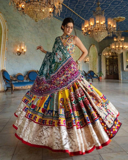 MULTICOLORED MIRROR WORK GRABA DANCE NAVRATRI LEHENGA CHOLI SF-1359