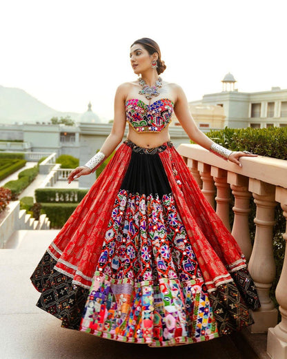 MULTICOLORED LEHENGA MIRROR WORK GRABA DANCE NAVRATRI LEHENGA CHOLI SF-1405