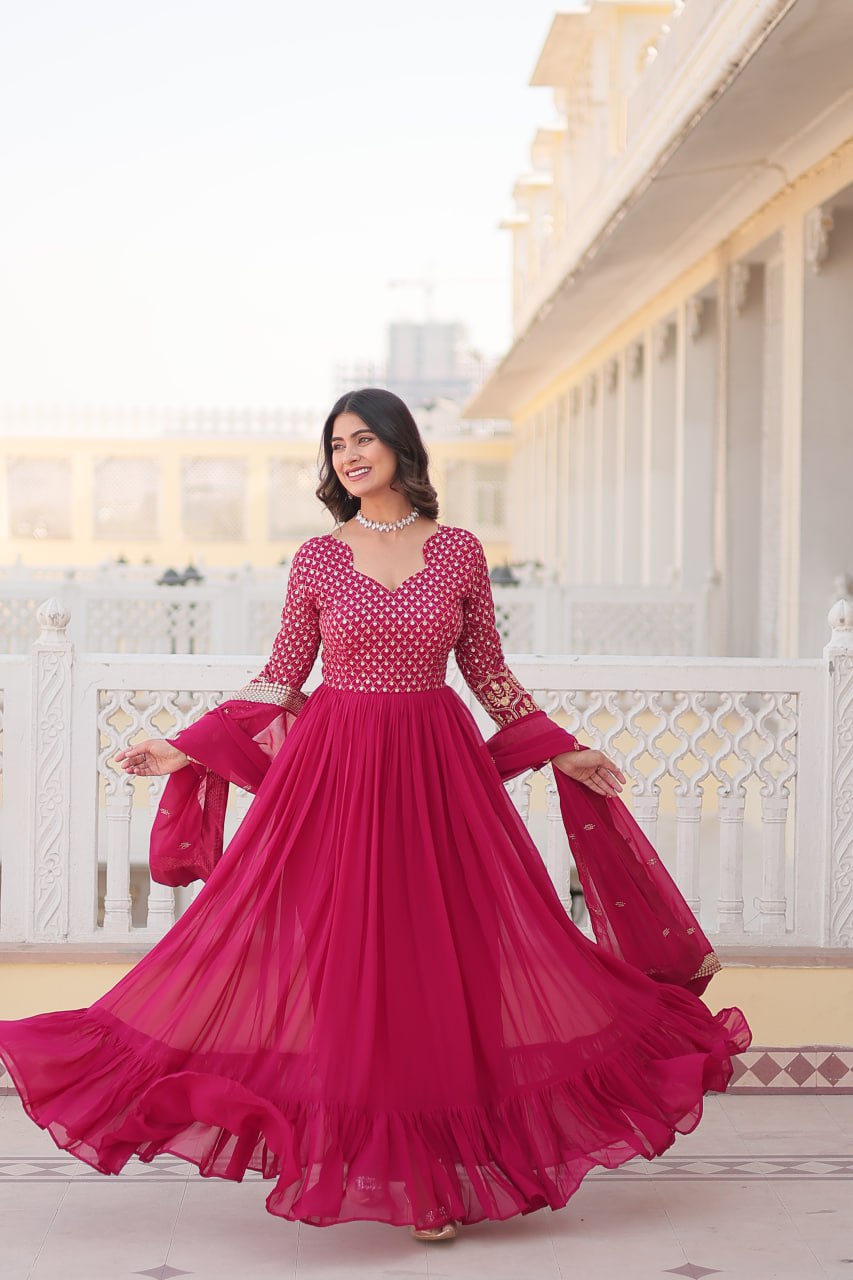 Elevate Your Elegance Designer Gown With Dupatta