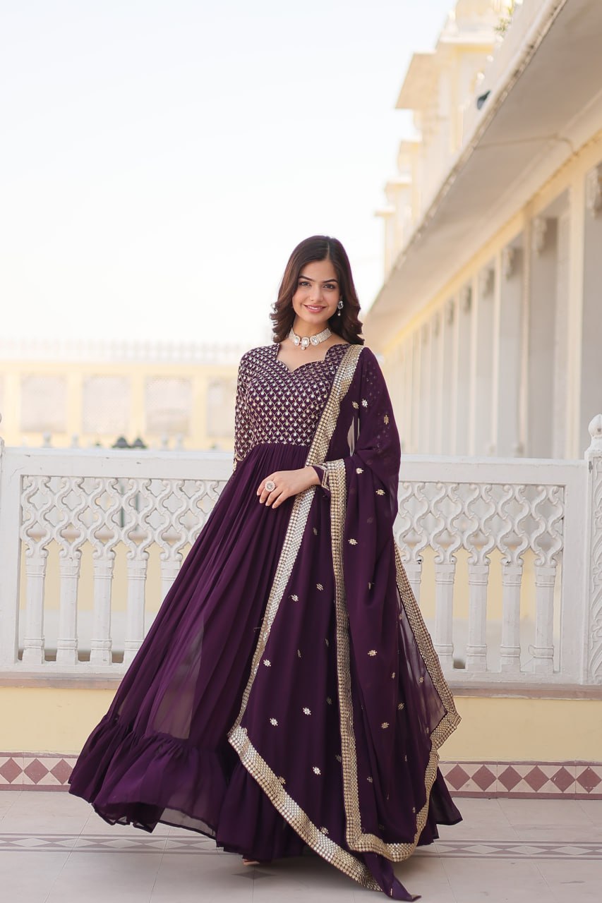 Elevate Your Elegance Designer Gown With Dupatta