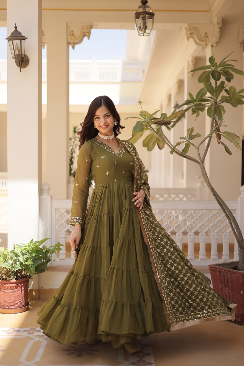 Glamorous Pure Soft Fox Georgette Gown Suit Set