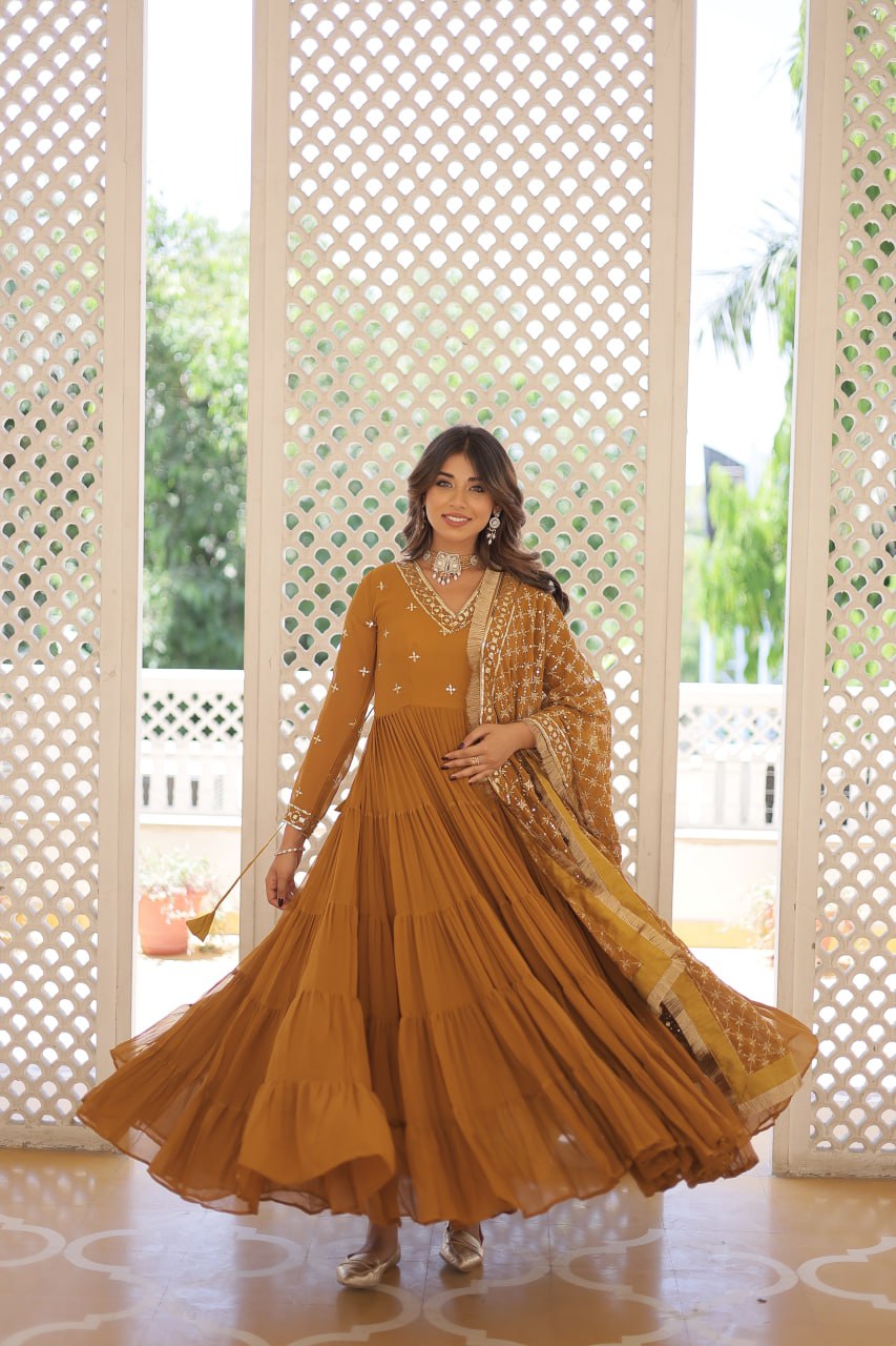 Glamorous Pure Soft Fox Georgette Gown Suit Set