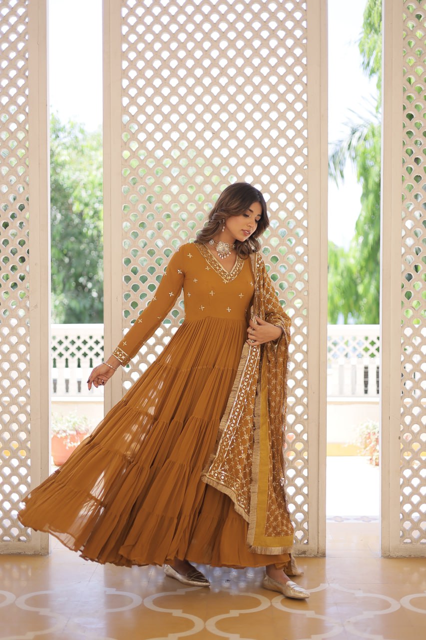 Glamorous Pure Soft Fox Georgette Gown Suit Set