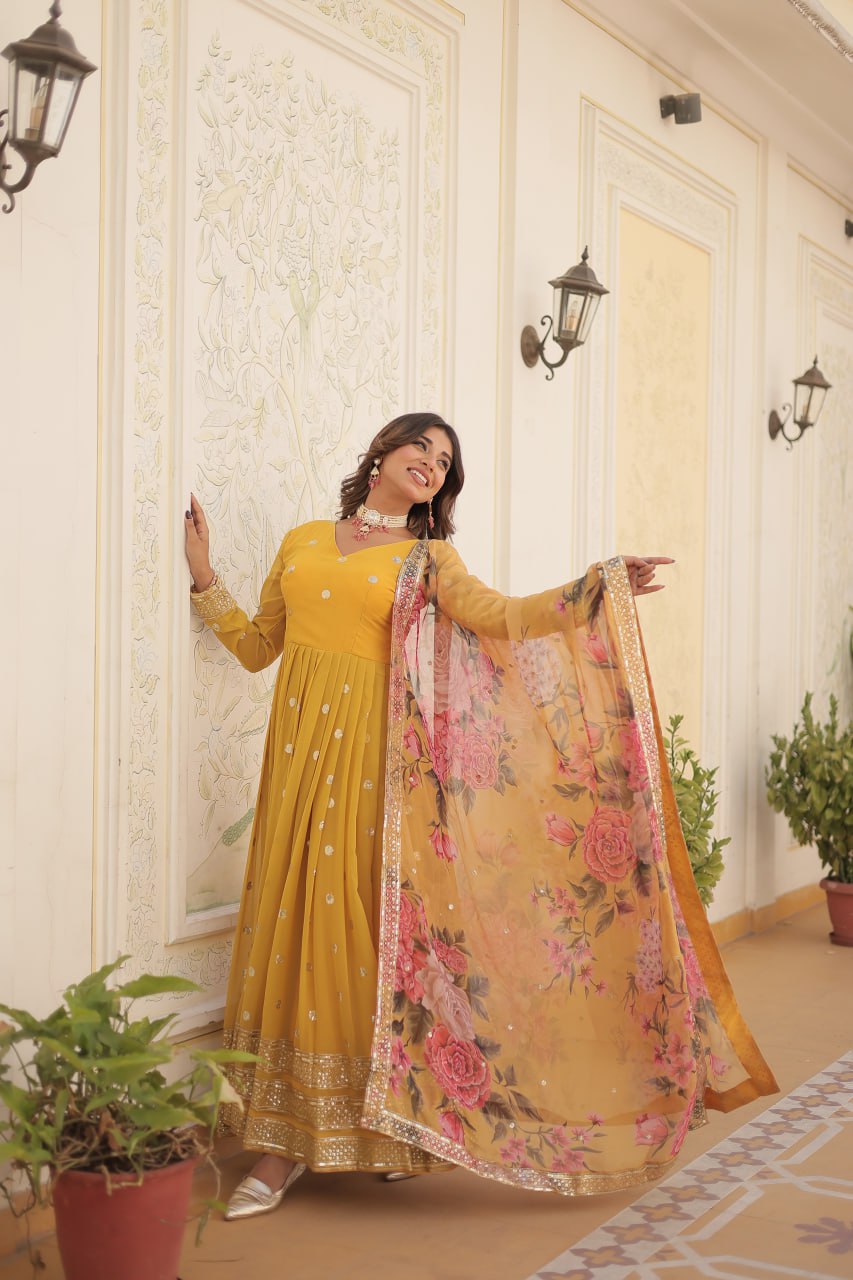 Mahira Embroidered Georgette Event Wear Gown