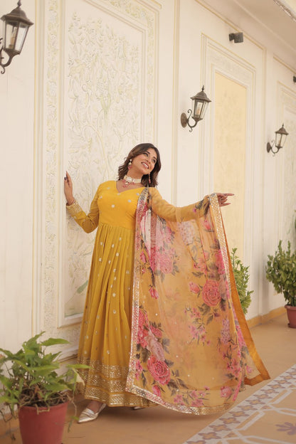 Mahira Embroidered Georgette Event Wear Gown