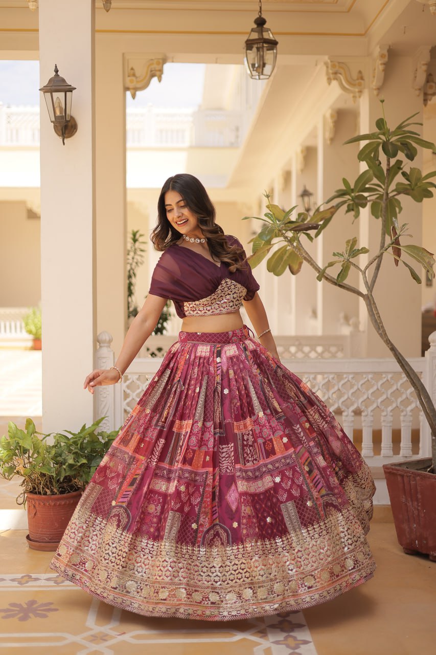 Kumari Russian Silk Readymade Crop Top Lehenga Choli