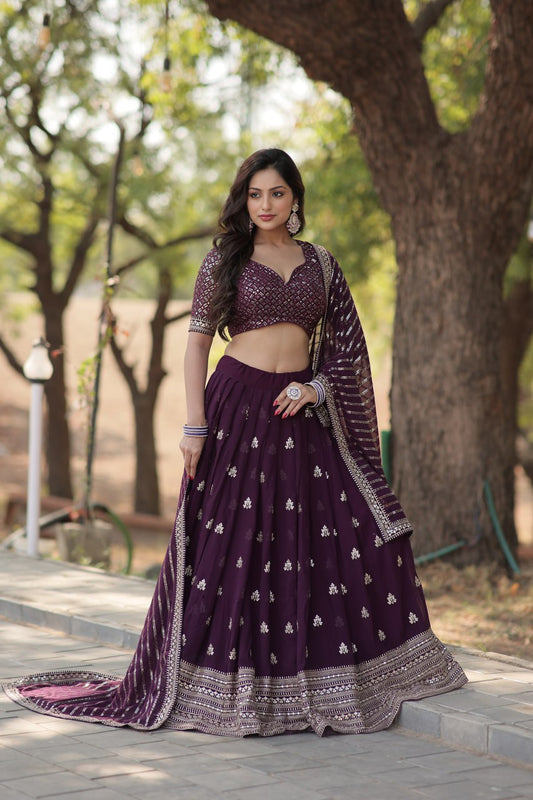 Vrinda Purple Sequence Embroidered Lehenga Set