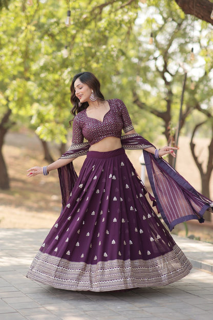 Vrinda Purple Sequence Embroidered Lehenga Set