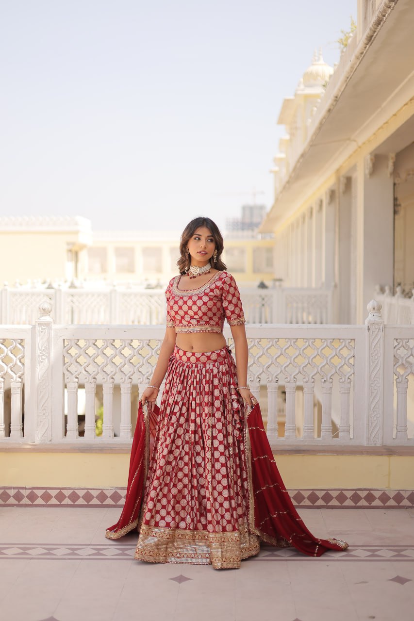 Elegance Redefined Pure Viscose Jacquard fabric Lehenga Choli Set