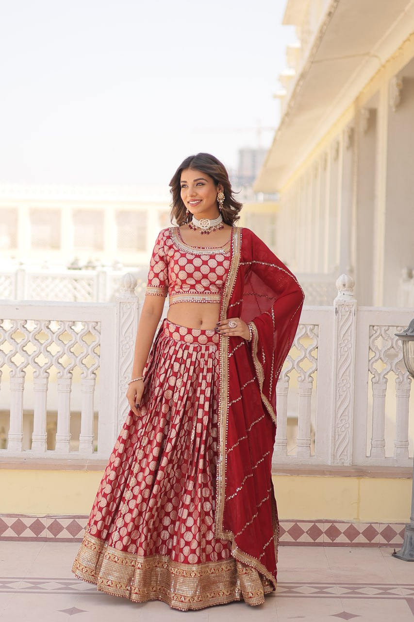 Elegance Redefined Pure Viscose Jacquard fabric Lehenga Choli Set