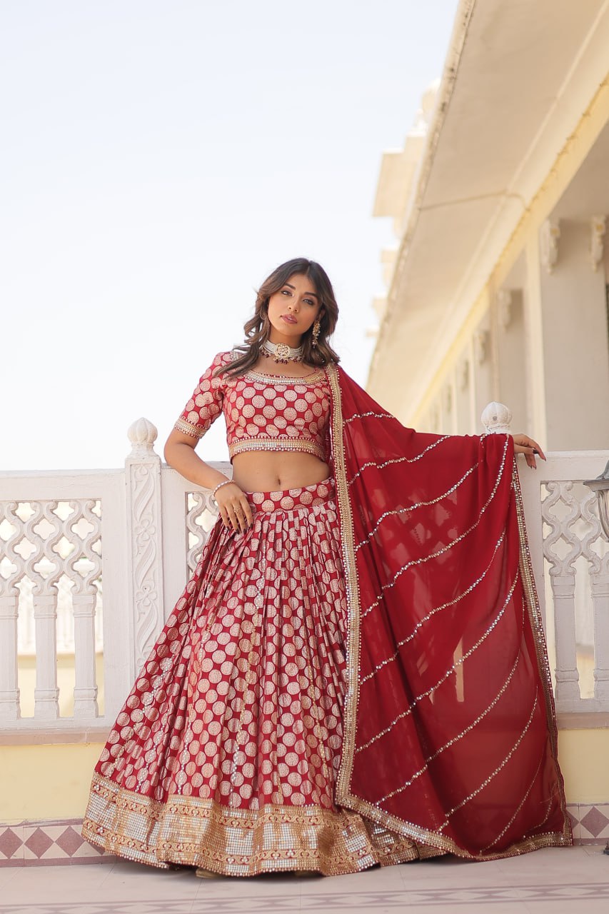 Elegance Redefined Pure Viscose Jacquard fabric Lehenga Choli Set