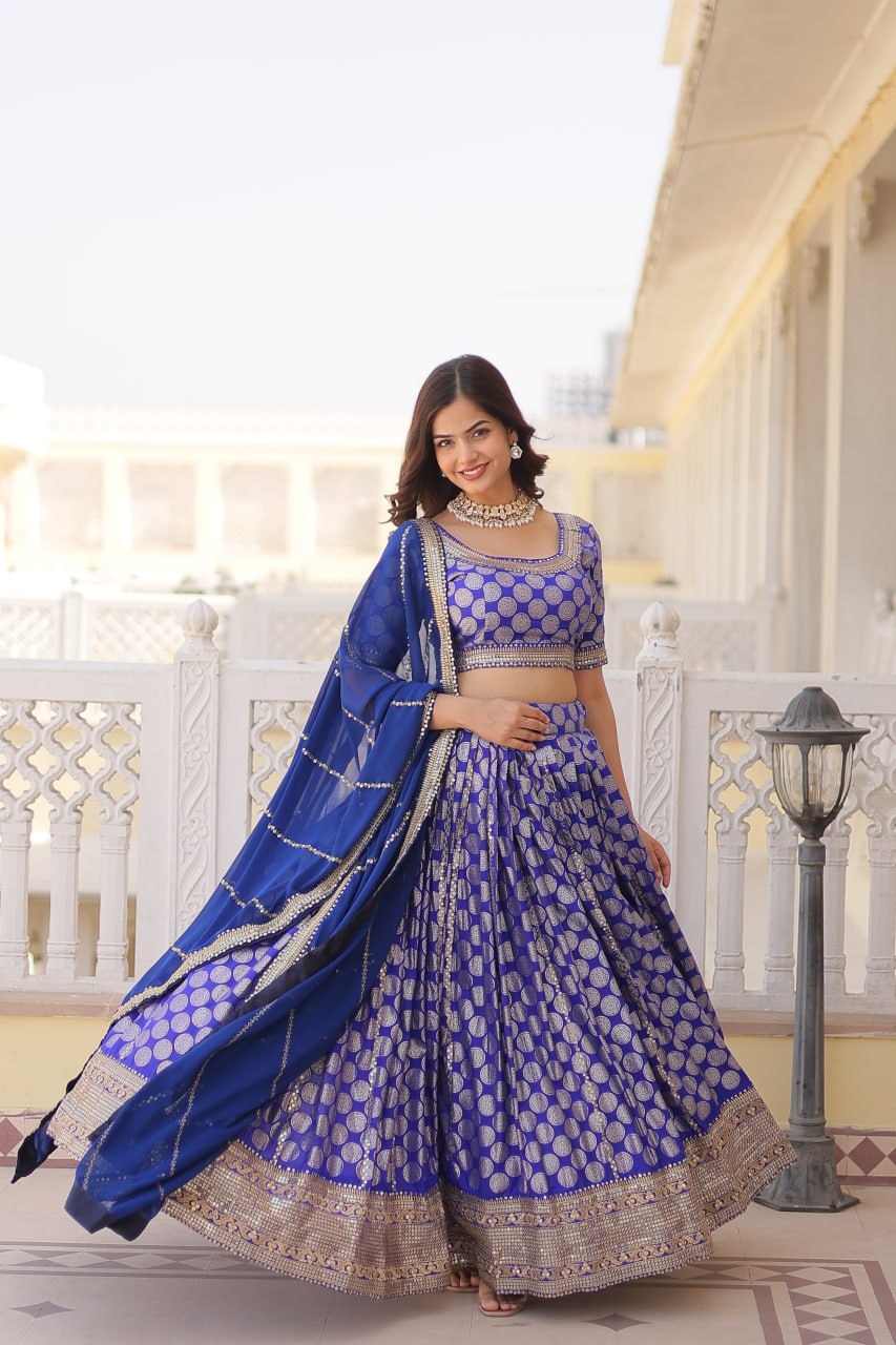 Elegance Redefined Pure Viscose Jacquard fabric Lehenga Choli Set